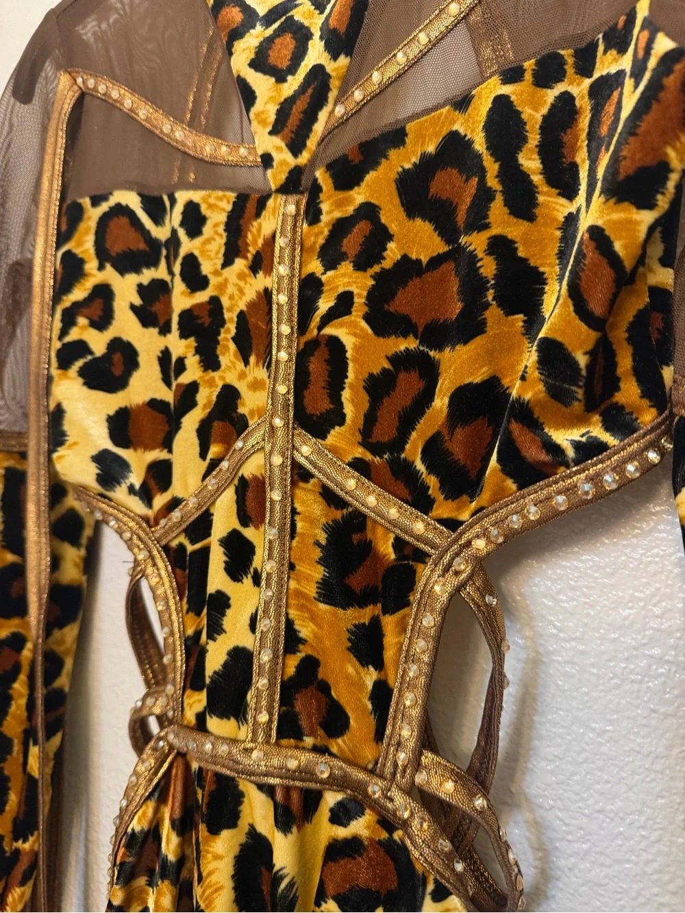 Velvet animal print dance costume 21113 FEARLESS print crystal contemporary SA